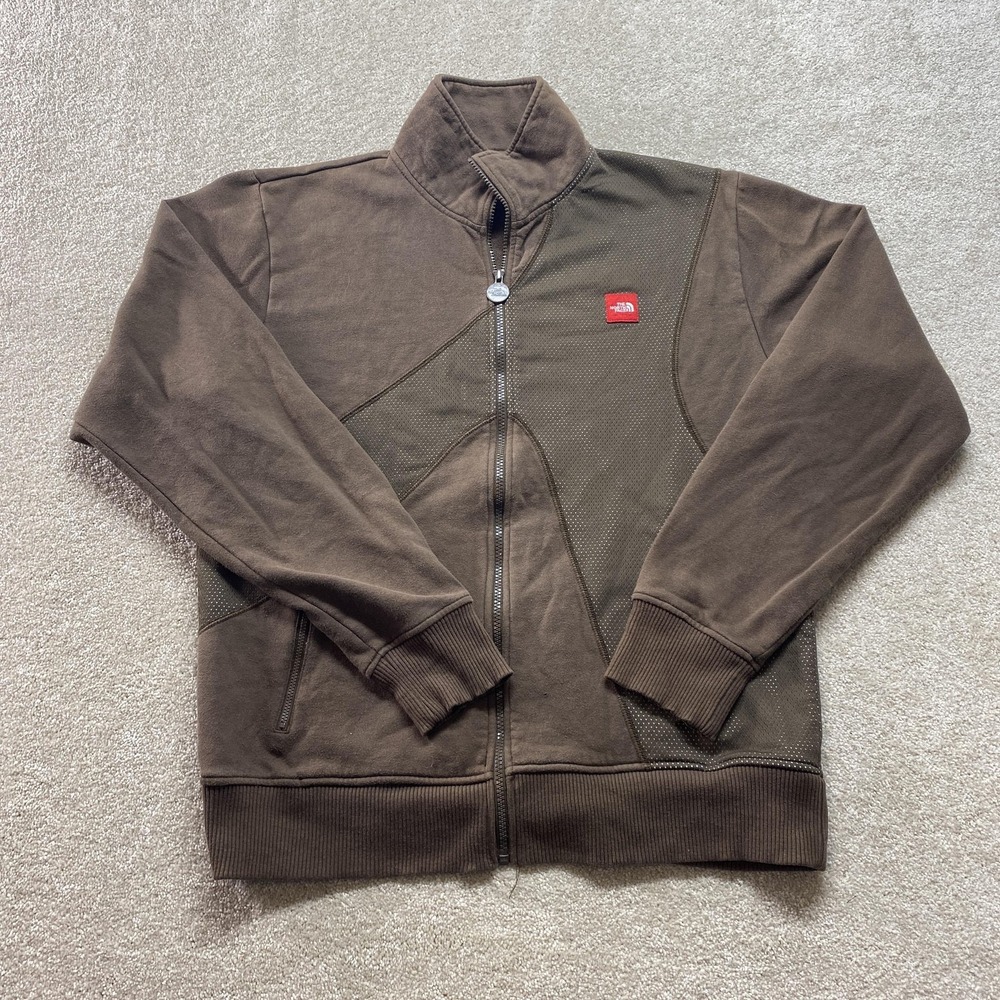 North Face Jacket Mens Large Brown Full Zip Fleece Dot Mesh‎ Outdoor Athletic